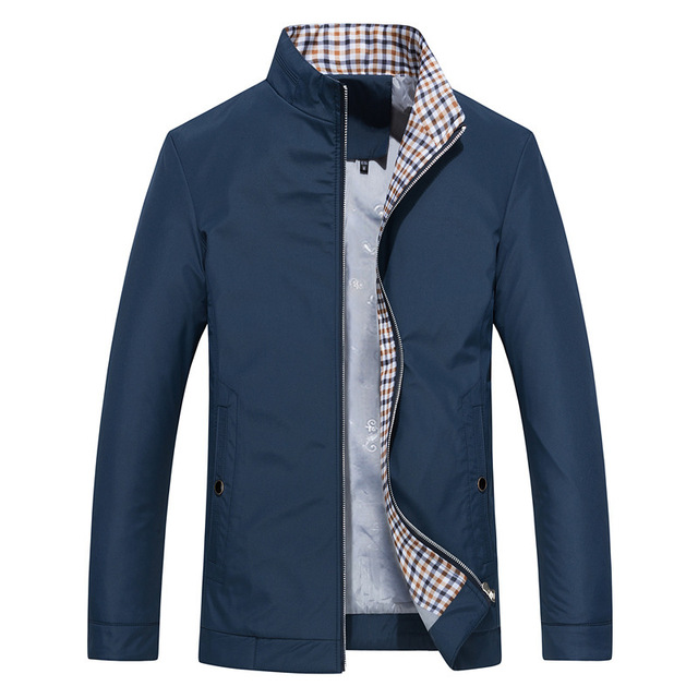 Men’s stand collar solid color Plush coat business jacket for men in autumn and winter