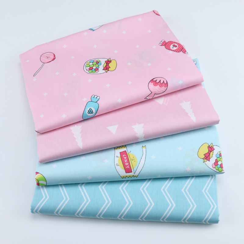 韩版卡通糖果印花布料 幼儿园儿童床品纯棉面料 被套床单全棉布料