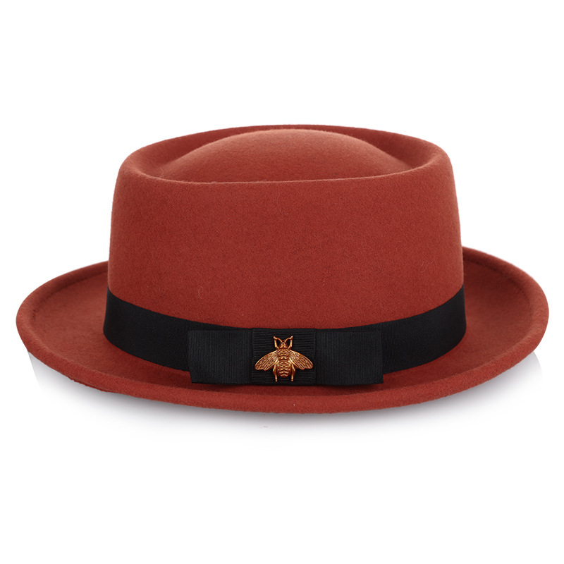 Sombrero de otoño e invierno lana pura Jazz sombrero moda abeja accesorios tradicional artesanía fieltro sombrero fábrica al por mayor