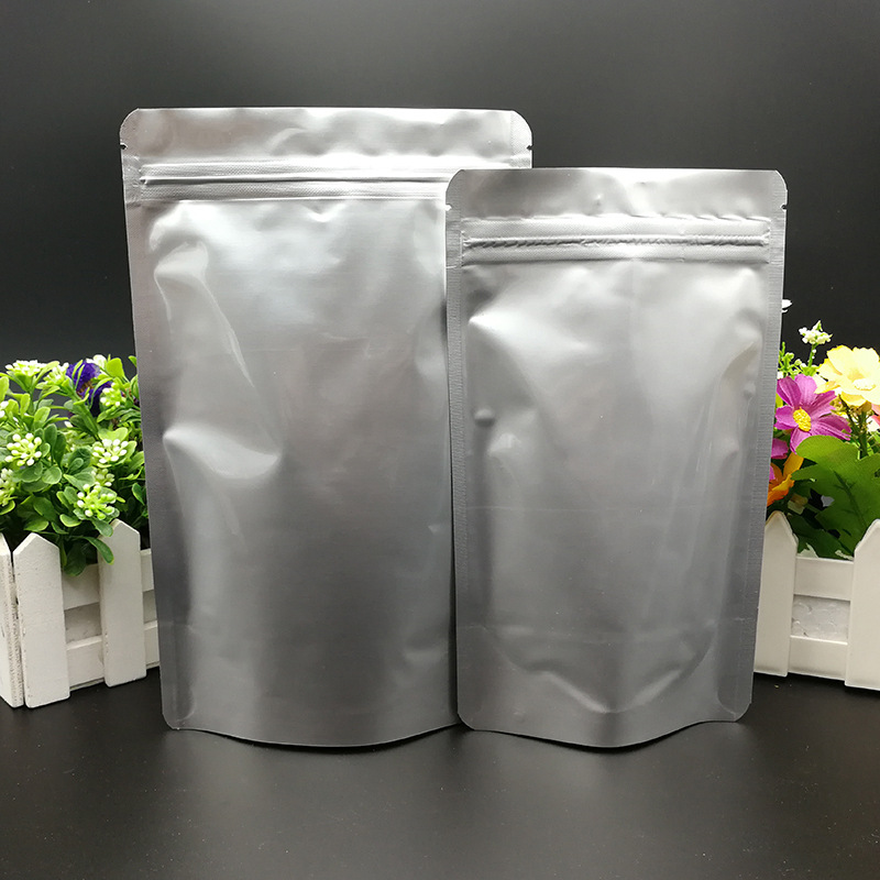 加厚24丝圆角纯铝自立自封袋 粉末茶叶防潮密封袋 食品包装铝箔袋
