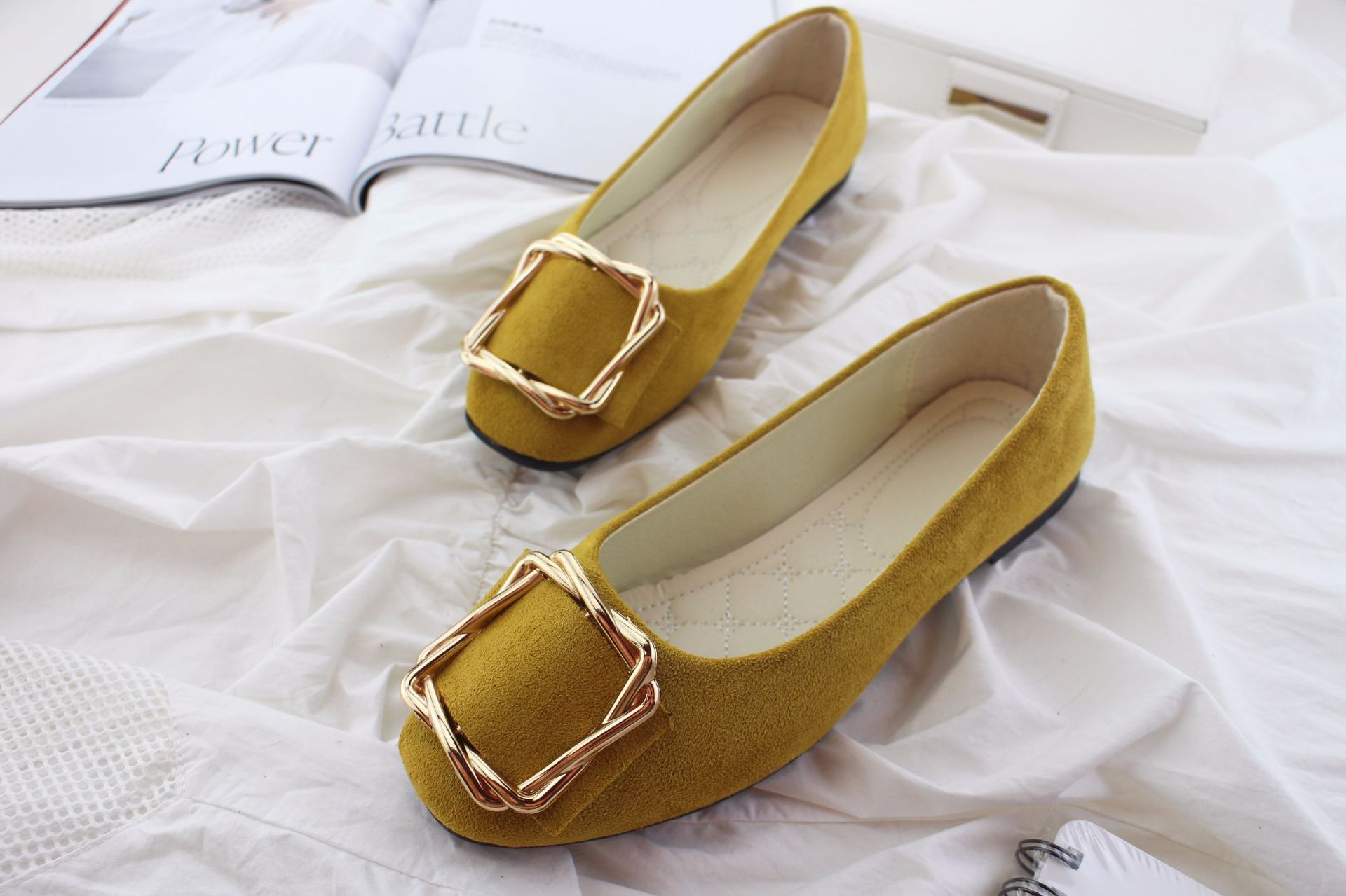 Women's Commute Solid Color Square Toe Flats display picture 2