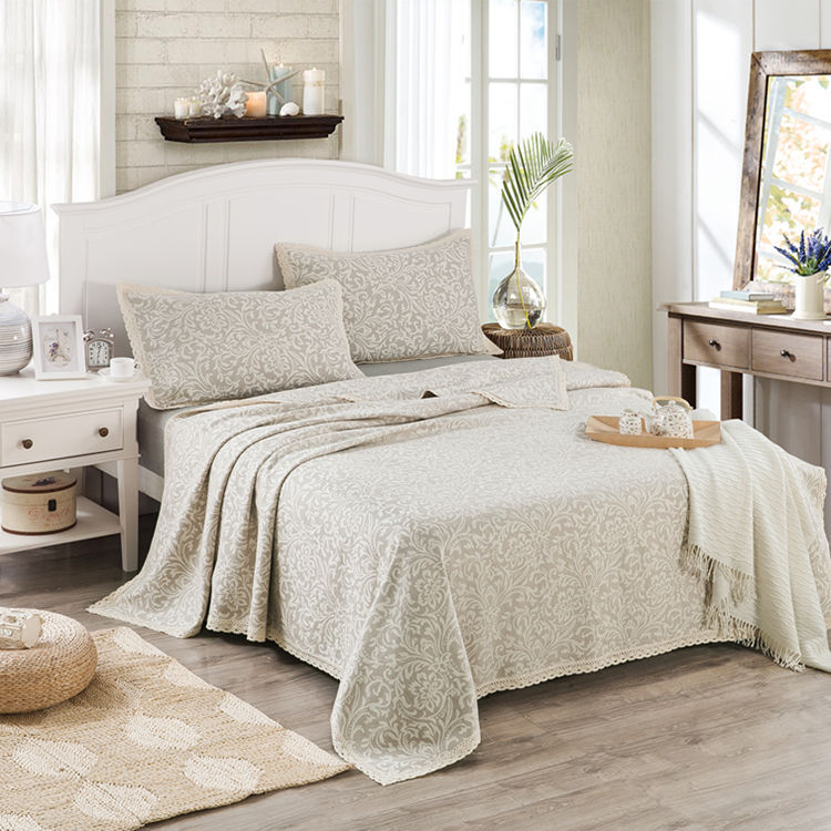 亚麻凉席三件套 亚麻加厚空调布艺单双人床2.0m床四季|ru