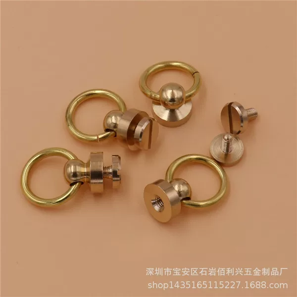 Brass monk head with ring pacifier nail DIY handmade leather luggage hardware accessories pure copper handle monk head