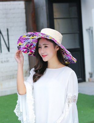 2019女夏天大沿遮阳帽时尚百搭户外出游防紫外线防晒太阳帽可折叠