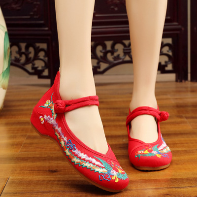 特价批发秋款民族风牛筋底绣花鞋 透气女单鞋低帮婚鞋广场舞防滑|ru