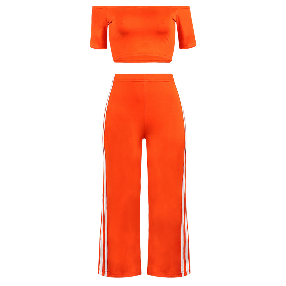 split neckline striped waist trousers two-piece set Nihaostyles wholesale clothing vendor NSTYF72970