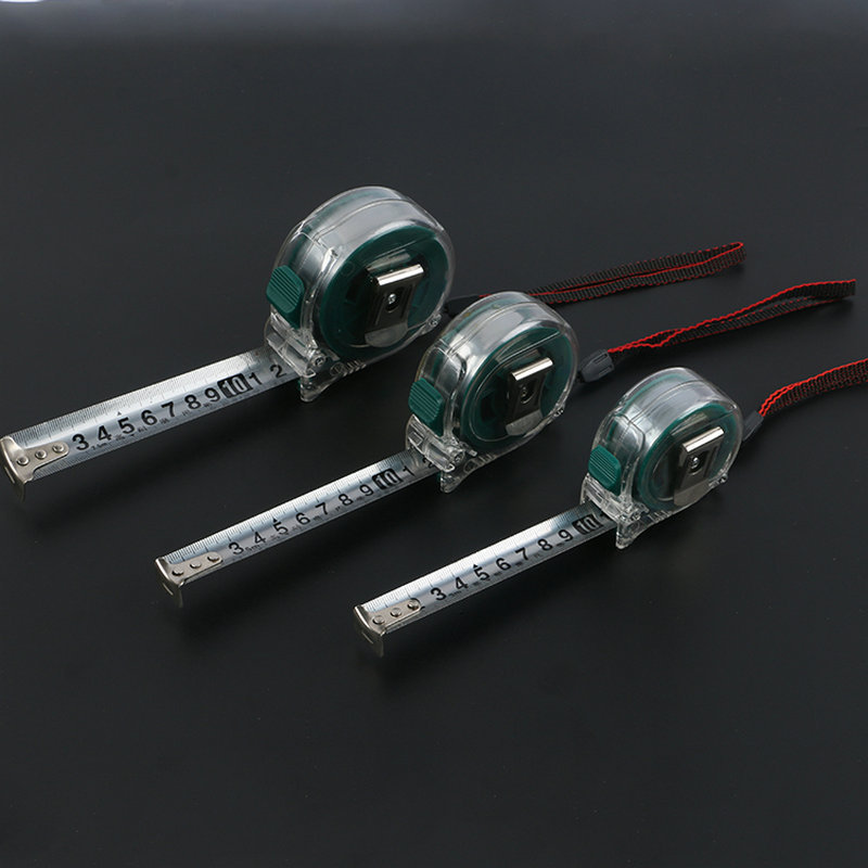 批发公制钢卷尺3米盒尺5米测量尺7.5米/10米透明款钢卷尺