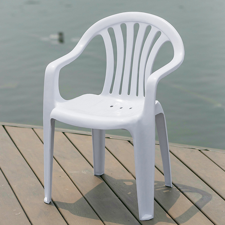 沙滩椅塑料 成人加厚带靠背扶手 户外夜市烧烤大排档桌椅|ru