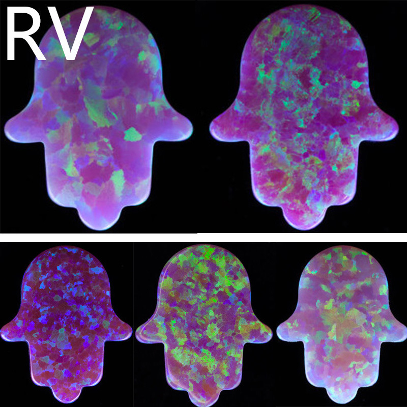 Synthetic Aobao palm-shaped purple 11*13mm artificial resin Opal Hamsa supports customization