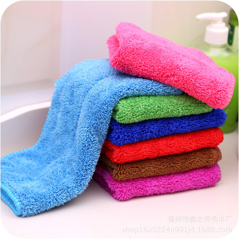 Coral Fleece Towel 3040 Floor Towel Kitchen Cleaning Towel Housekeeping Cleaning Rag with Hook Double-layer Composite Absorbent