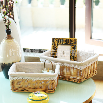 批发整柳 藤编收纳篮厨房整理家居用品零食杂物脏衣筐 柳编收纳筐|ms
