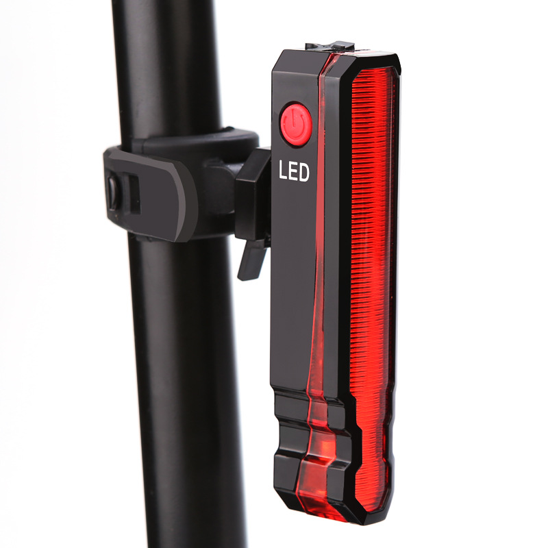 新款USB充电自行车灯激光尾灯夜间骑行LED警示灯红光户外骑行装备