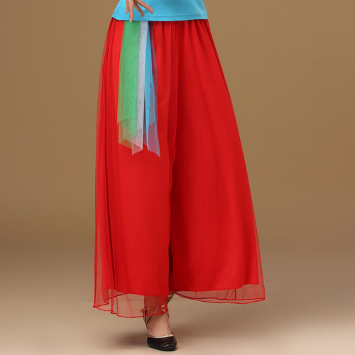 New Luoshen Spring and Autumn Square Dance Costume for Women, Short Sleeve, Middle-Aged and Elderly Performance Skirt, Ethnic Dance Suit with Pants