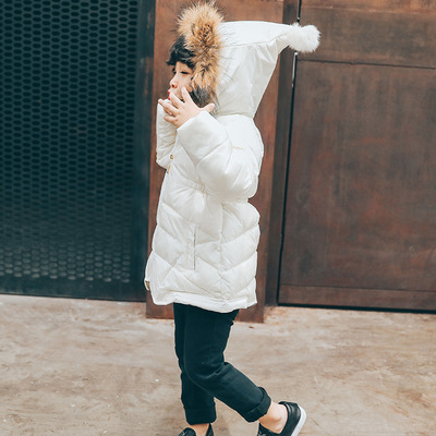 微供新款中长款女童毛领棉外套童装连帽小宝宝羽绒棉衣保暖棉服|ru