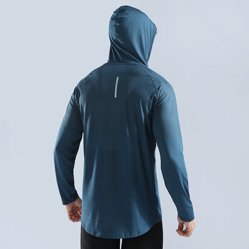 Men's autumn and winter hooded sweatshirt pullover high elastic quick-drying fitness clothing running training clothing sportswear long-sleeved T-shirt 10857
