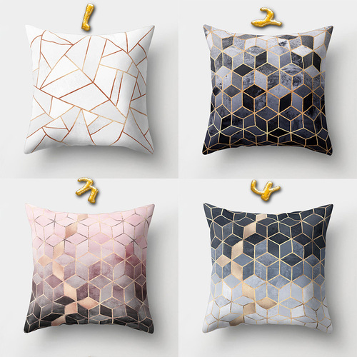 Nordic Marble Car Lumbar Pillow Sofa Pillow Cover Velvet Print Creative Home Office Cushion