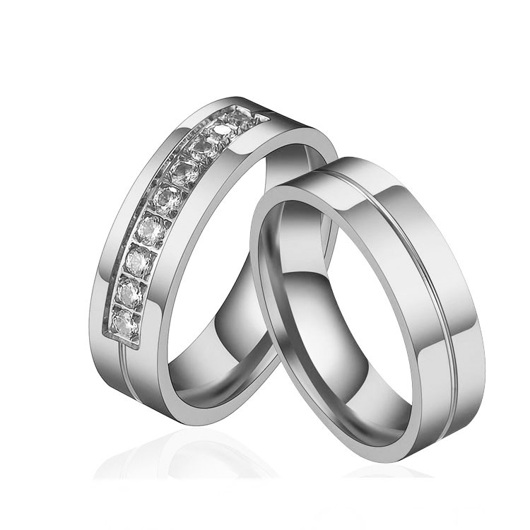 Simple Style Geometric Stainless Steel Plating Inlay Zircon Rings 1 Piece