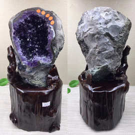 天然巴西紫晶洞批发聚宝盆消磁摆件天然巴西乌拉圭原石水晶洞