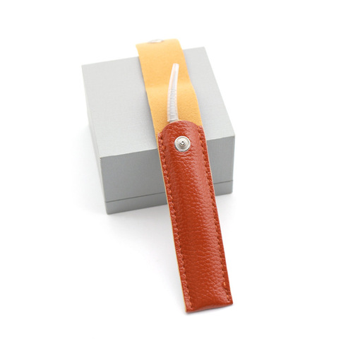 Stainless steel tweezers, special blooming high-closure gold feather clip for eyelashes, anti-static tweezers, single leather case