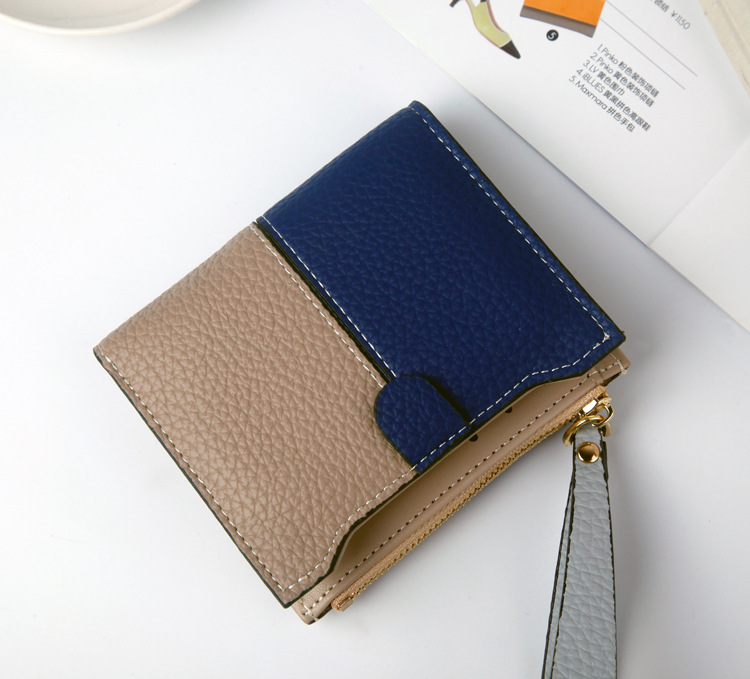 Fashion Color Block Embossing Square Zipper Hasp Small Wallet display picture 4