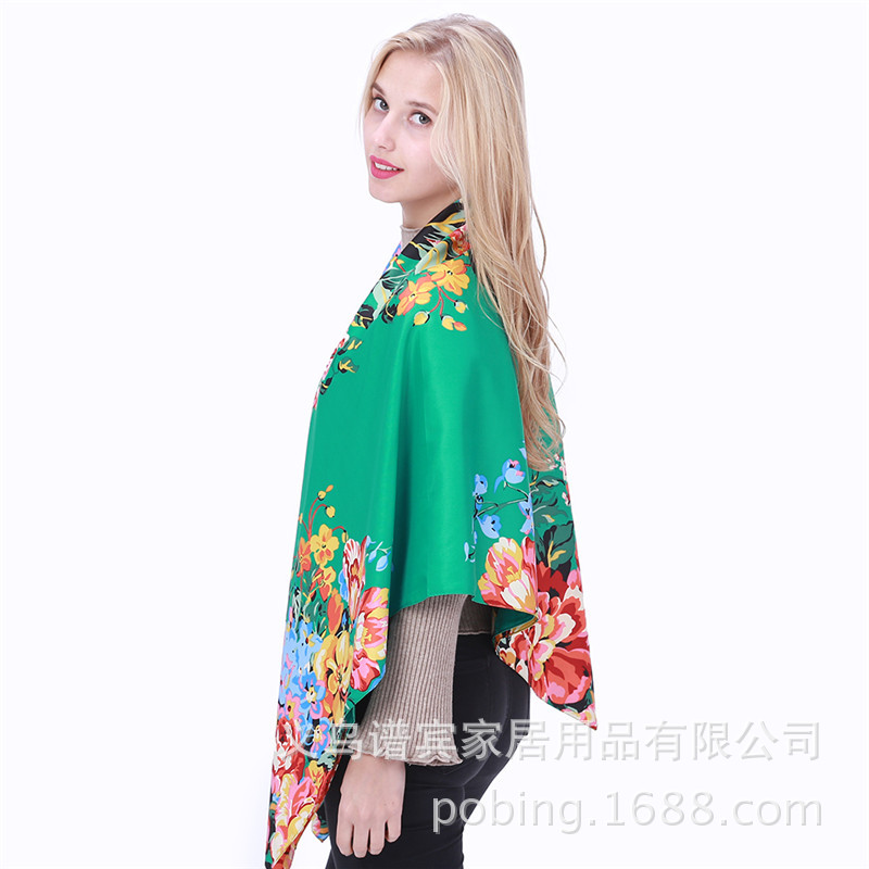 New Style Twill Imitation Silk 130cm Flowers Large Square Scarf display picture 5