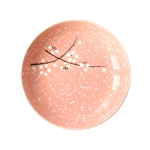 Creative 8-inch Japanese plum blossom hand-painted underglaze round ceramic tableware for home snacks, soups and rice plates