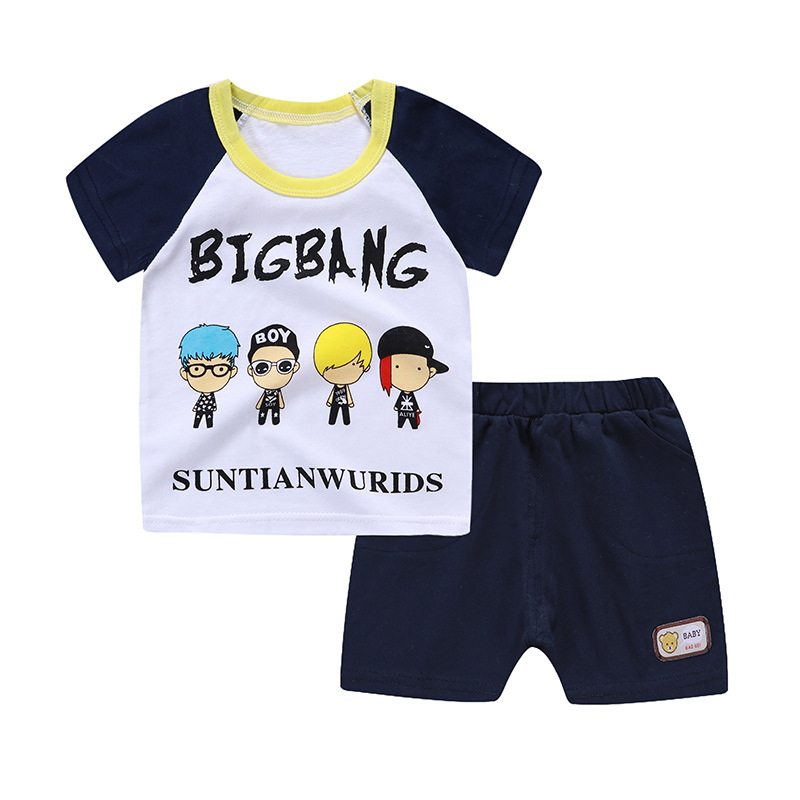 2018新款夏季童装短袖短裤套装小童男女童纯棉T恤半袖运动两件套