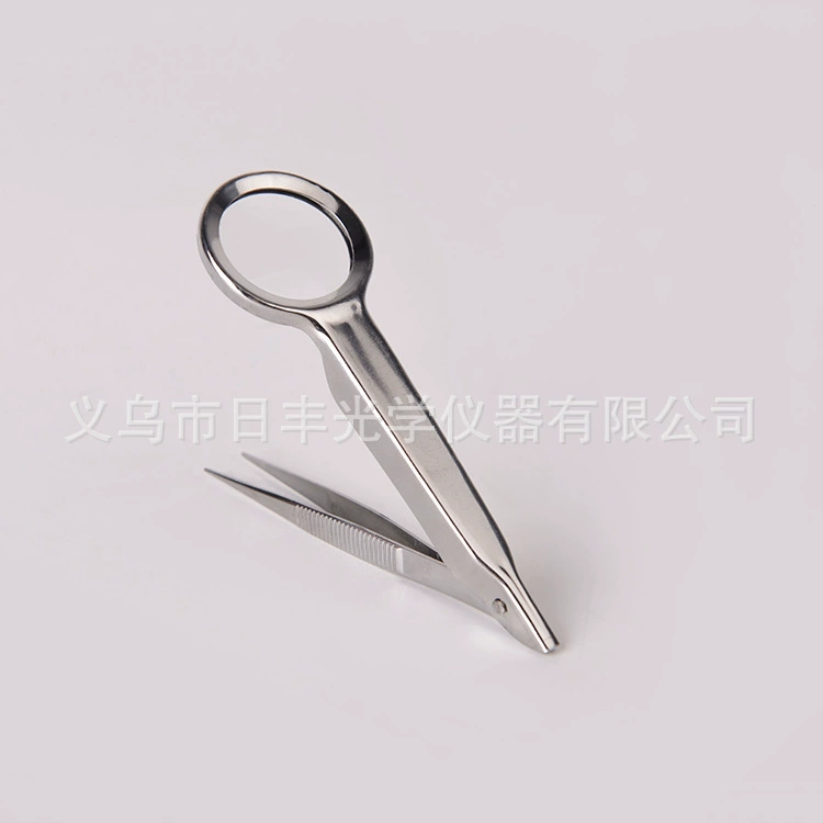 Цельнометаллический зажим для пинцета от производителя портативный, удобный для переноски и увеличенный, складной 5x, подходит для медицинского увеличительного стекла.