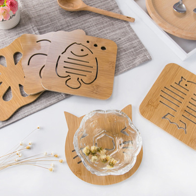 Anti-scald antideslizante Protección del Medio Ambiente de Dibujos Animados Creativo de Imitación de bambú con aislamiento estera de la tabla de regalo Japonés plato olla tazón estera