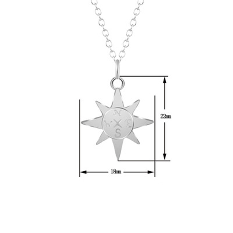 Compass Necklace North Star Compass Necklace Gold Plated Silver Sun Necklace Female Clavicle Chain display picture 7