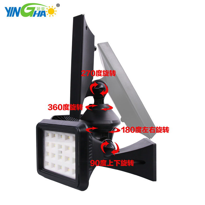 2021太阳能灯户外庭院灯 投光灯 led防水双头雷达感应地插草坪灯