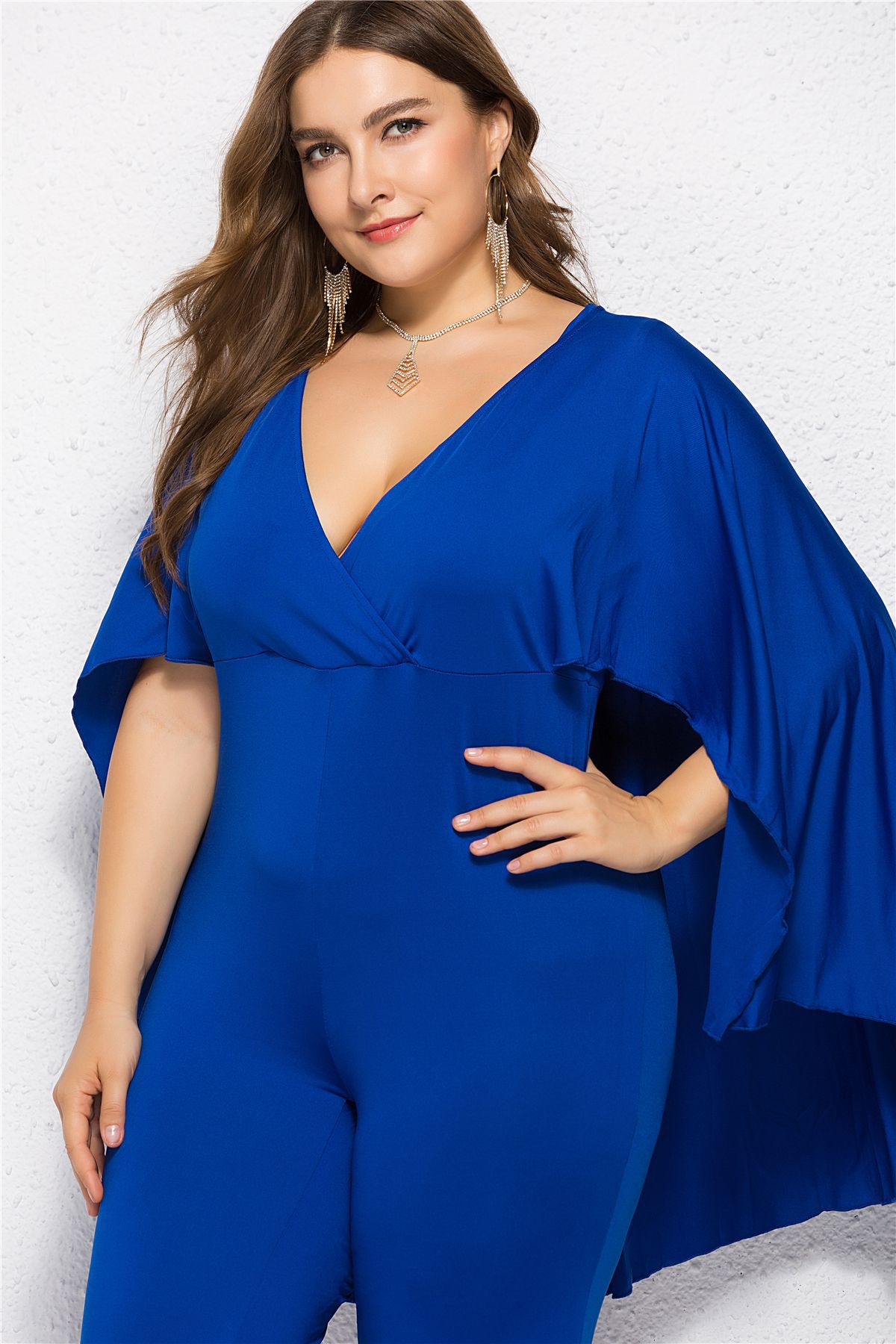 sexy loose bat sleeve V-neck jumpsuit NSLM33271