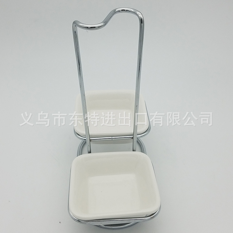 Factory direct sales of iron wire soup spoon racks, ceramic bowls, hot pot spoon racks, household soup spoon racks, facing away from ceramic spoon racks detail image 4