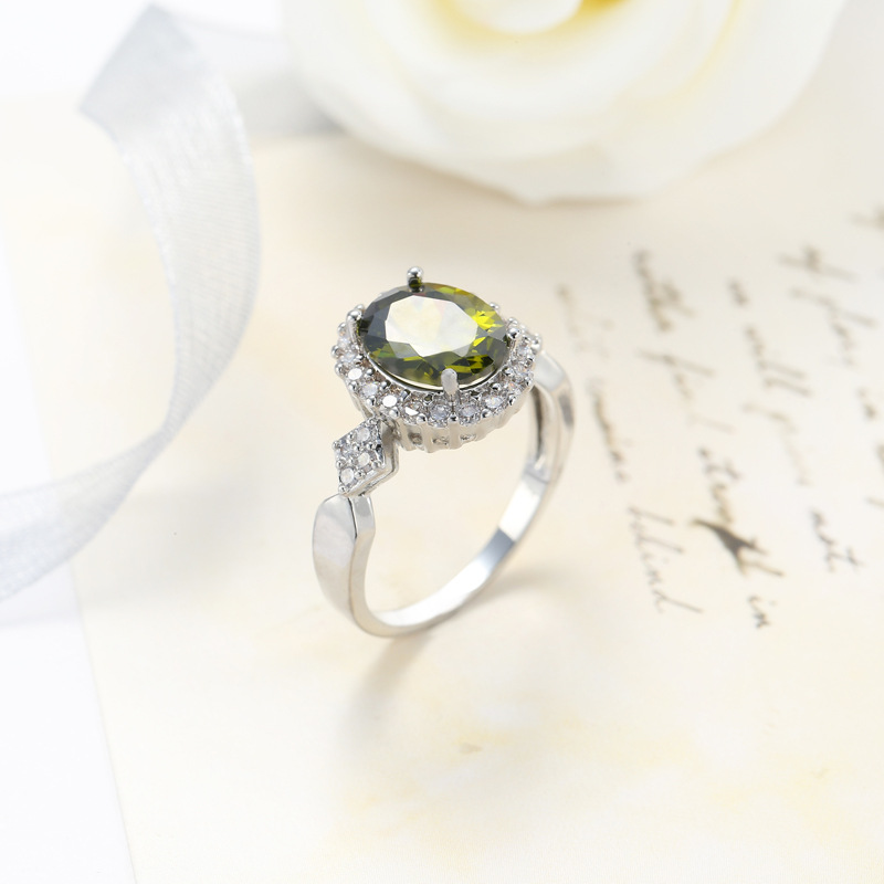 Retro Geometric Copper Plating Zircon Rings 1 Piece