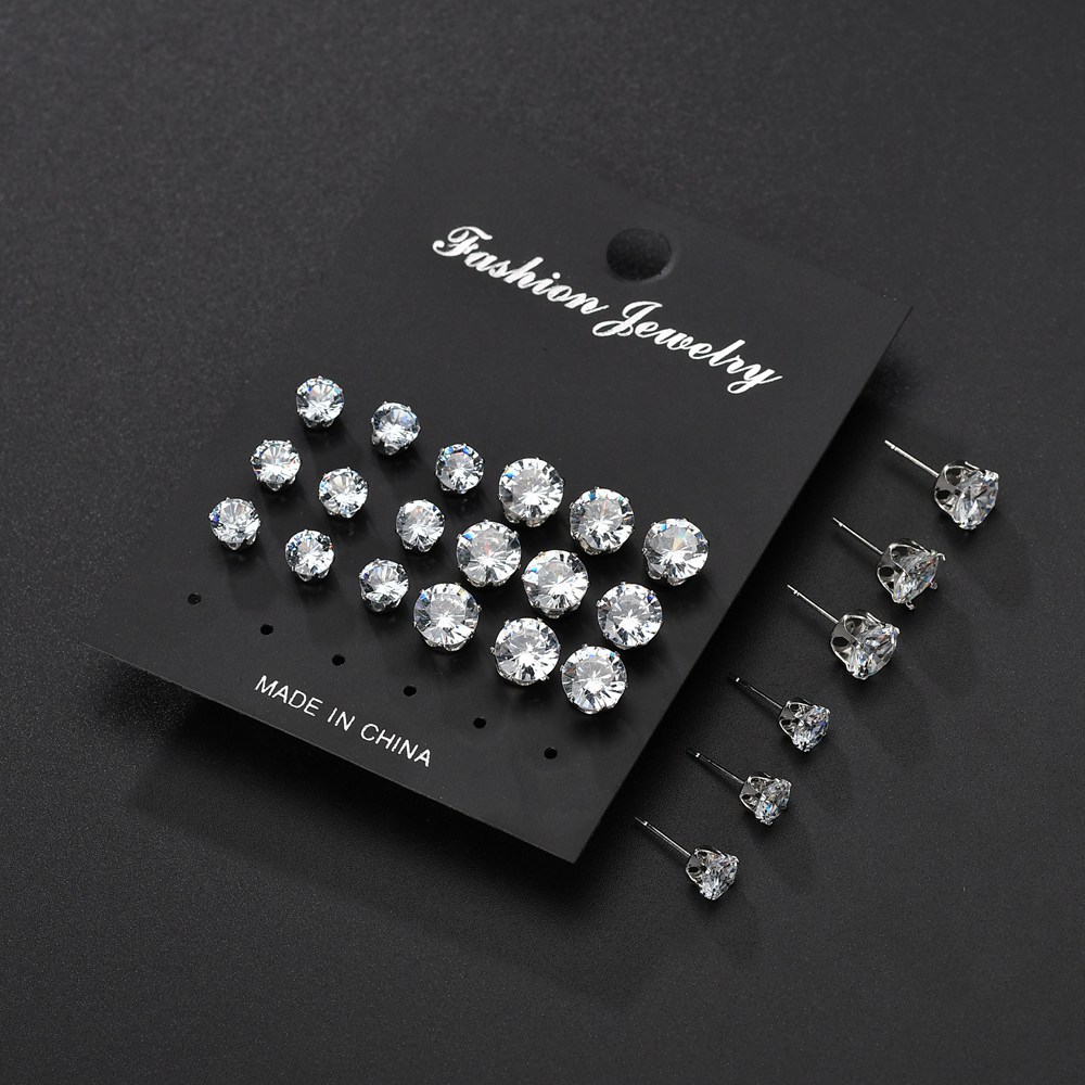 New Fashion Eight Arrows Zircon Earrings 12 Pairs Of Crystal Earrings Wholesale display picture 4