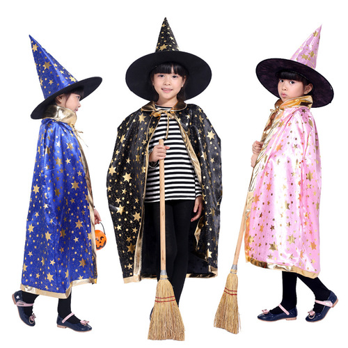 Halloween five-star cloak set cosplay children's men's and women's costume props witch cloak cloak performance costumes