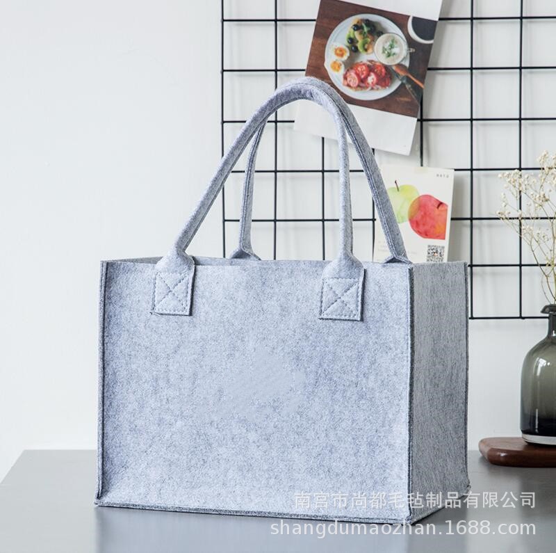 手提便携式毛毡袋大小号餐具送礼礼品袋简约可折叠购物袋