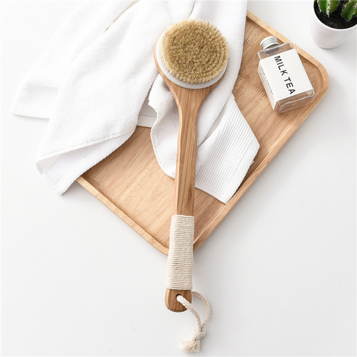 Bath Brush Boar Bristle Nan Bamboo Long Handled Bath Brush Back Rubbing Bamboo Bath Brush Natural Bamboo Bathing Adult Back Brush