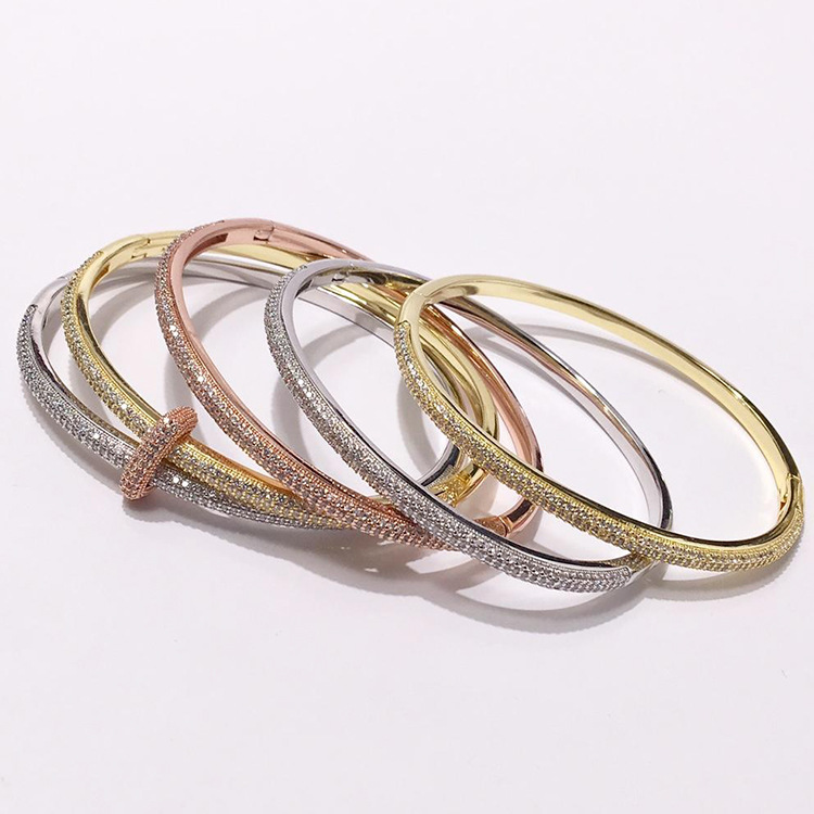 Zircon Studded Diamond Bracelet For Women Elegant Bangle Jewelry_voghion.com