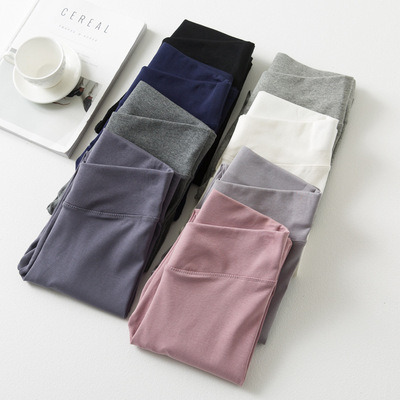 6625#纯棉交叉腰薄款打底裤女士外穿大码高腰弹力显瘦小脚长裤