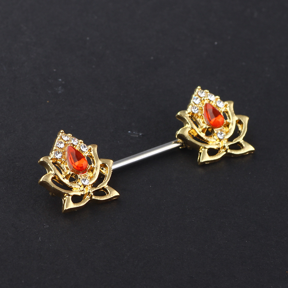 Gold Lotus Water Drop Earrings - Geometric 316L Surgical Steel Ear Piercing Jewelry for Women Fashion detail image 8