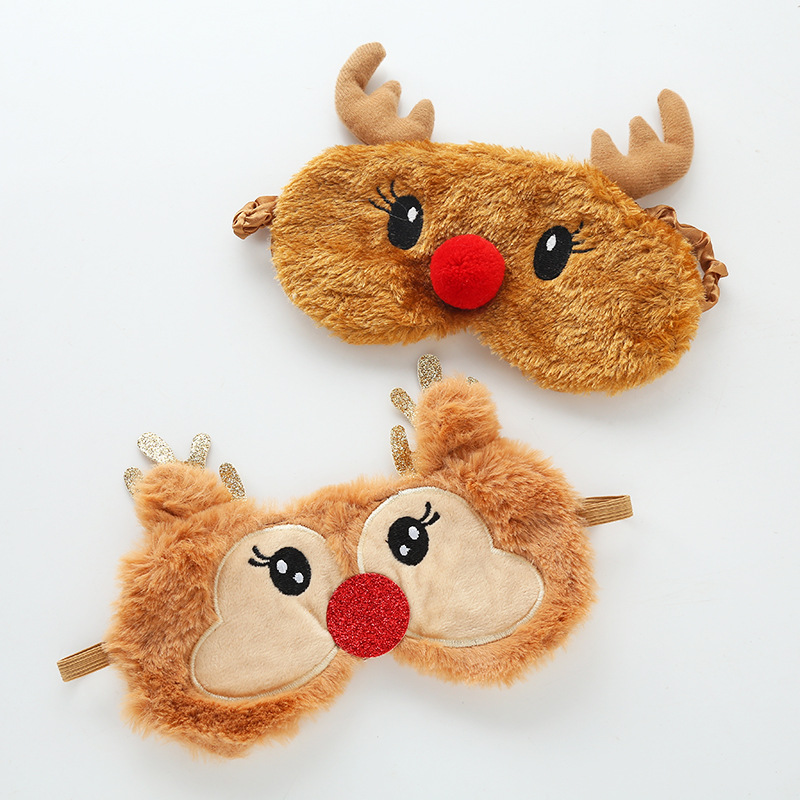 Christmas Cute Deer Plush Sleeping Eye Mask,Light-blocking And Breathable Ice Pack,Comfortable Eye Mask To Relieve Eye Fatigue