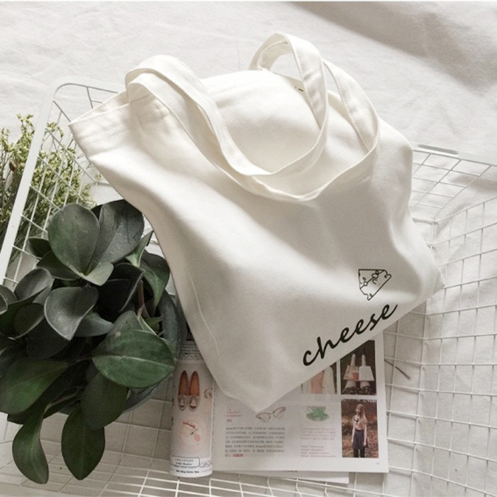 厂家LOGO百搭单肩包简约cheese图拉链帆布袋棉布袋手提袋