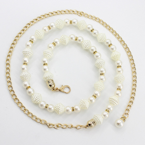 Women's Korean version of sweet pearl-encrusted waist chain dress with hook metal decorative thin belt for women, seven styles, one-piece drop shipping