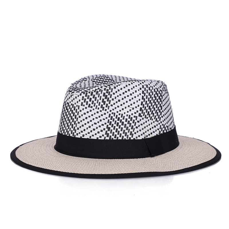 Sombrero de paja de los hombres de verano de jazz Británico a prueba de sol sombrero refrescante transpirable viajes al aire libre de lino fresco sombrero transfronterizo Venta caliente
