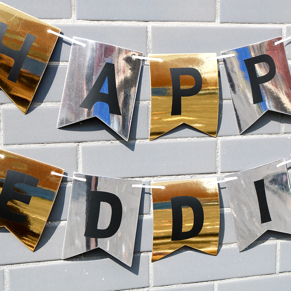 80g Weight Flag Event & Party Supplies 1 Piece Quantity Party Occasion Letter Pattern Letter Paper Flag Party Decorations 3