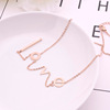 Sweater with letters stainless steel, necklace, golden chain for key bag  for beloved, does not fade, pink gold, simple and elegant design