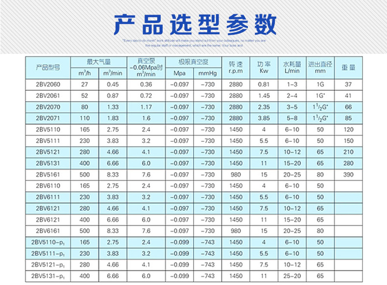 2BV真空泵选型参数