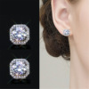 Classic fashionable square jewelry, earrings, crystal, zirconium