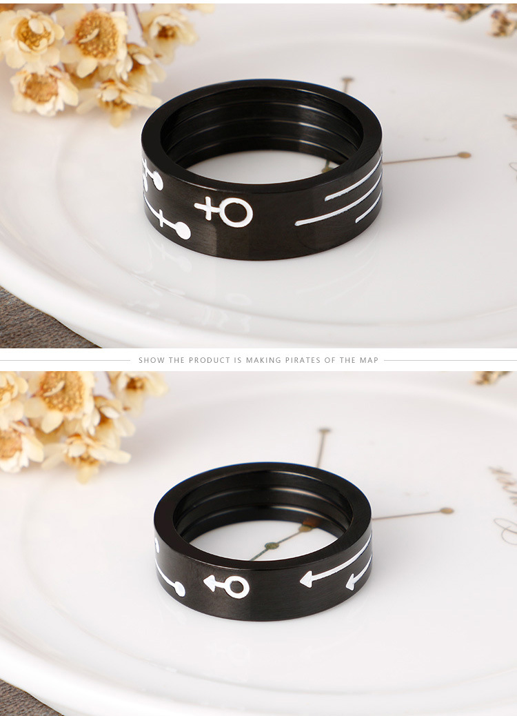 14g Weight Festival Occasion Titanium Steel Material Geometric Pattern Couple Gender Plating Design Korean Version Of New Stainless Steel Jewelry Fashion Personality Black Couple Ring Wholesale 4